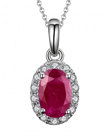 OVAL COLORED STONE DIAMOND PENDANT (VP407)
